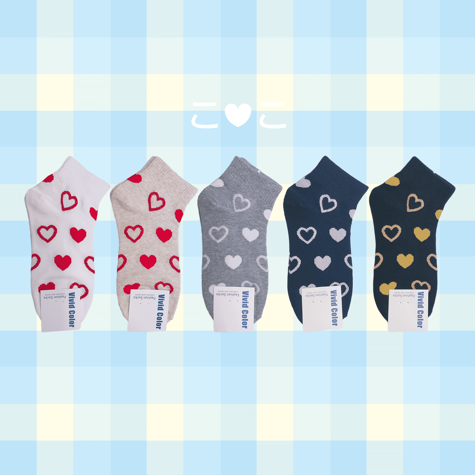 正韓愛心亮粉造型短襪