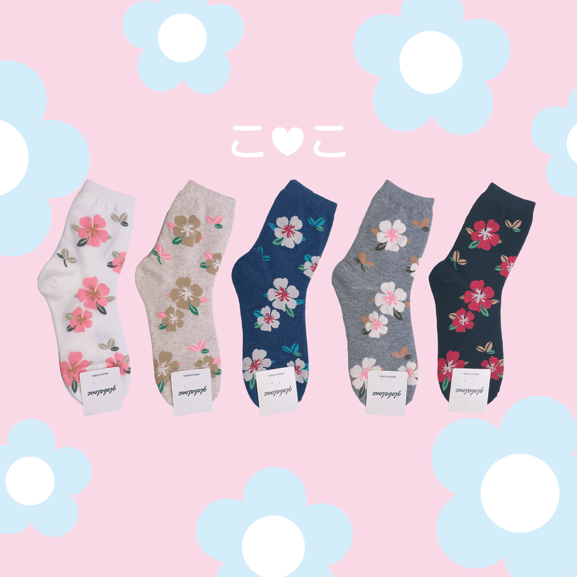 正韓扶桑花朵造型襪子