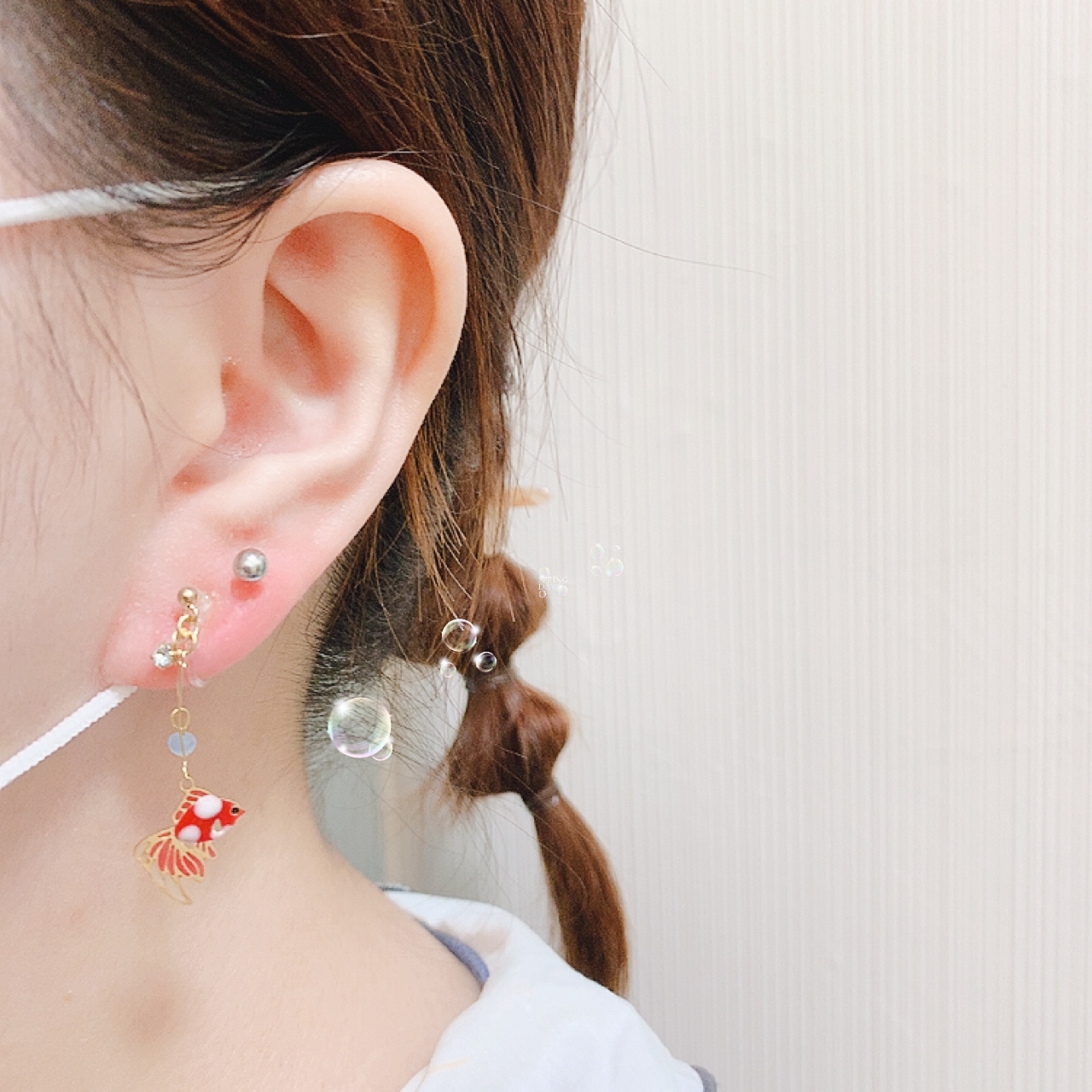 [日本制]長吊款金魚耳夾耳環