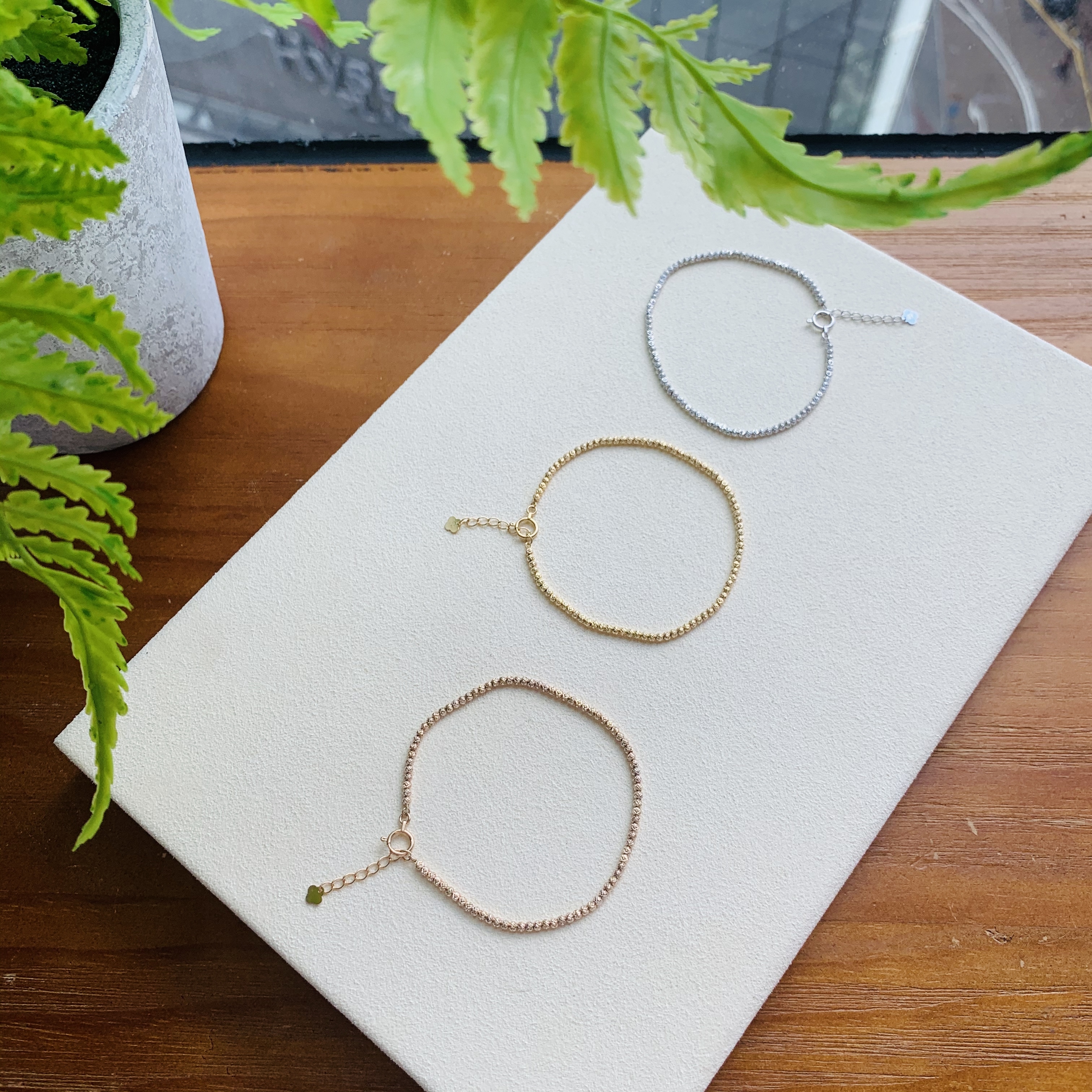 18K金日本製鐳射切面金球手鏈