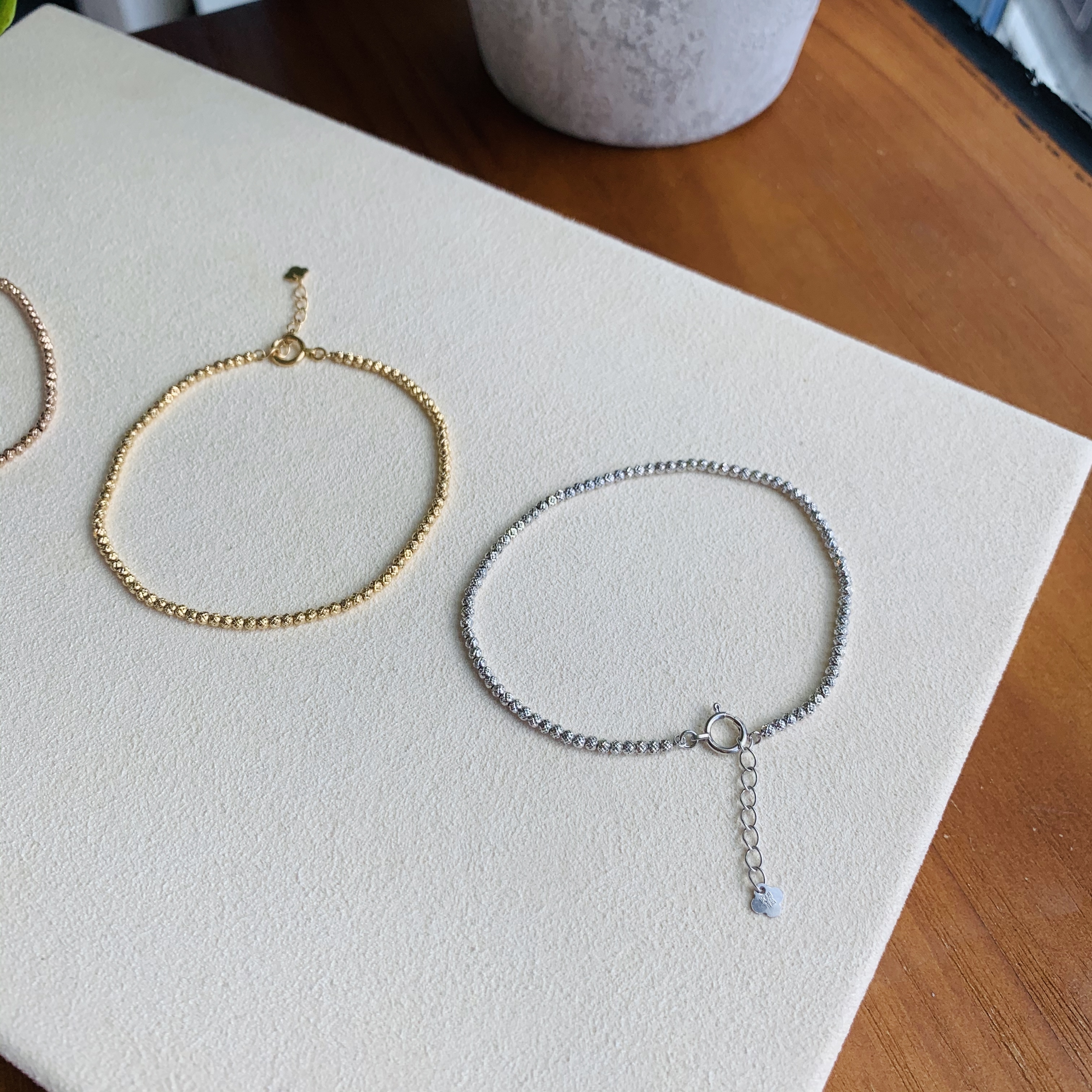 18K金日本製鐳射切面金球手鏈