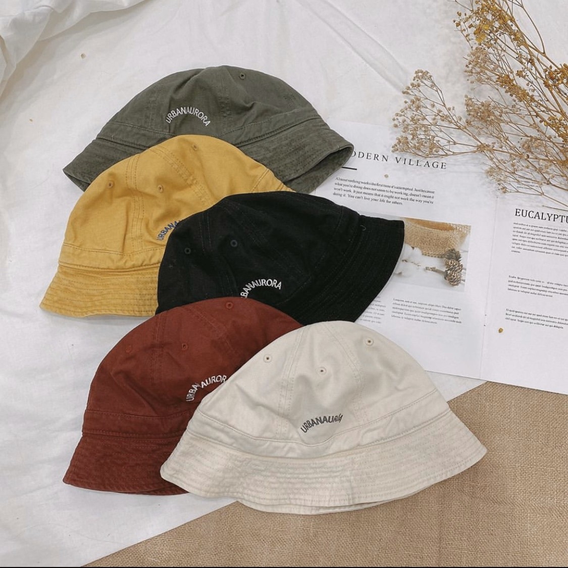 美式字母圓頂漁夫帽/五色