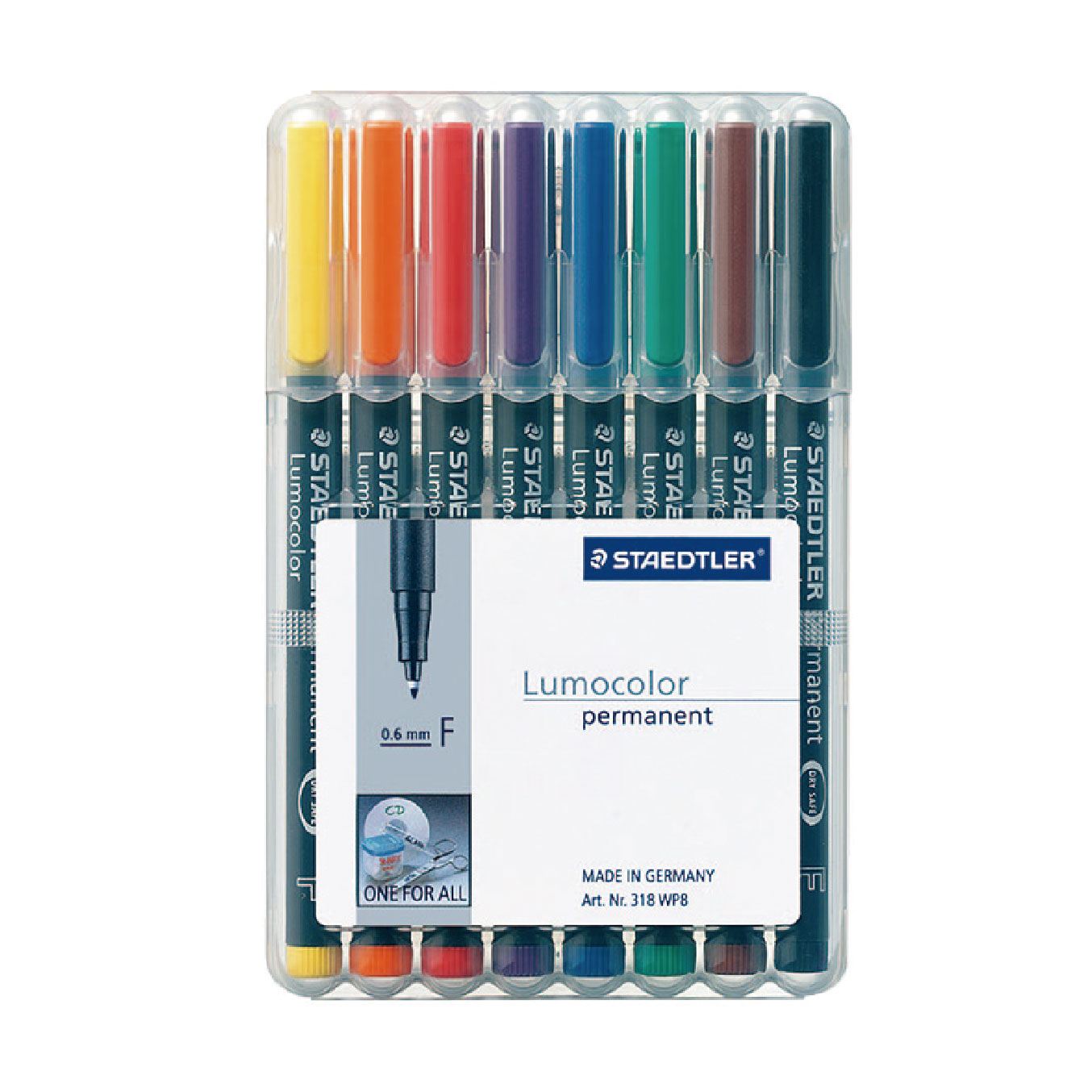 【STAEDTLER 施德樓】油性萬用投影筆-F 8色組 MS318 WP8