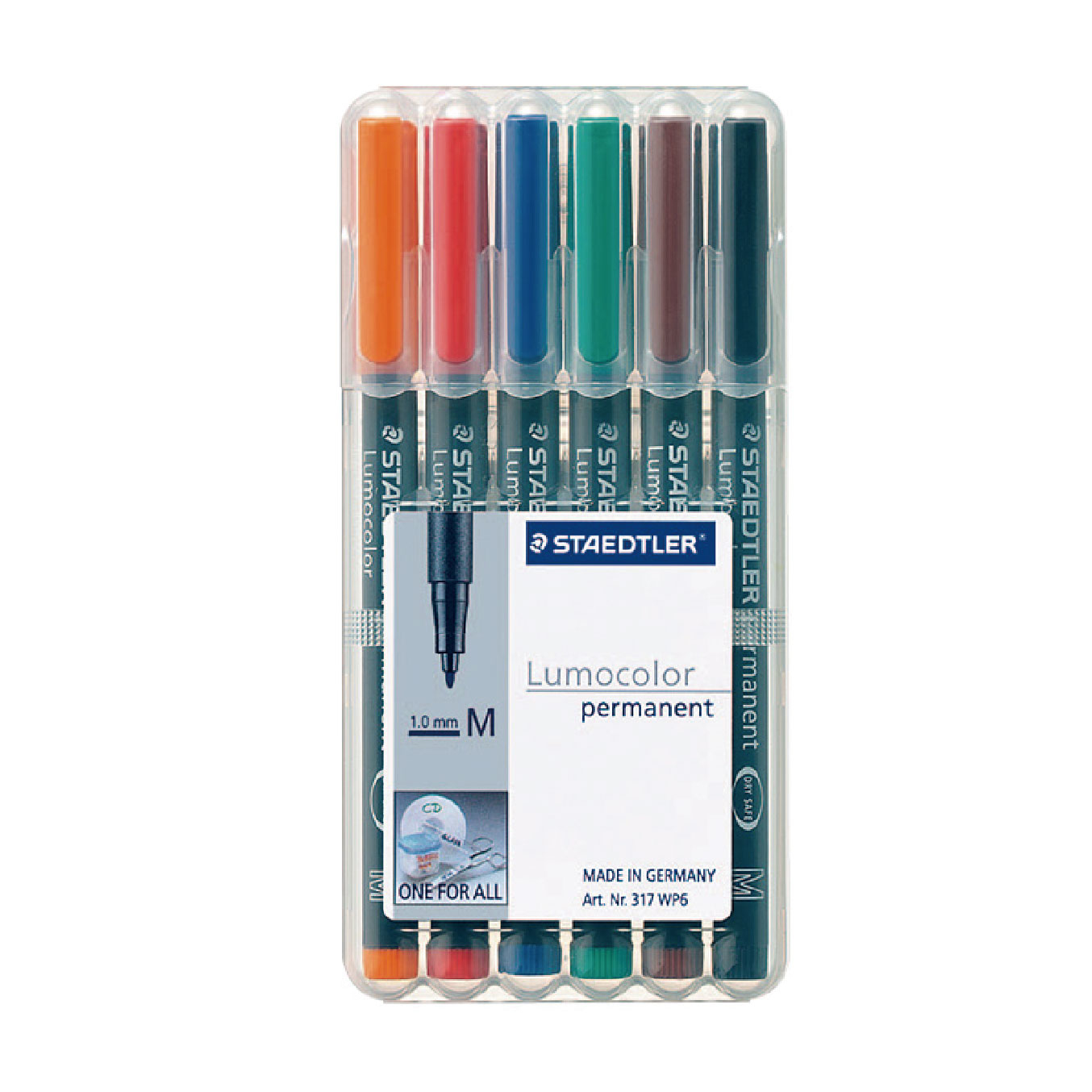 【STAEDTLER 施德樓】油性萬用投影筆-M 6色組 MS317 WP6