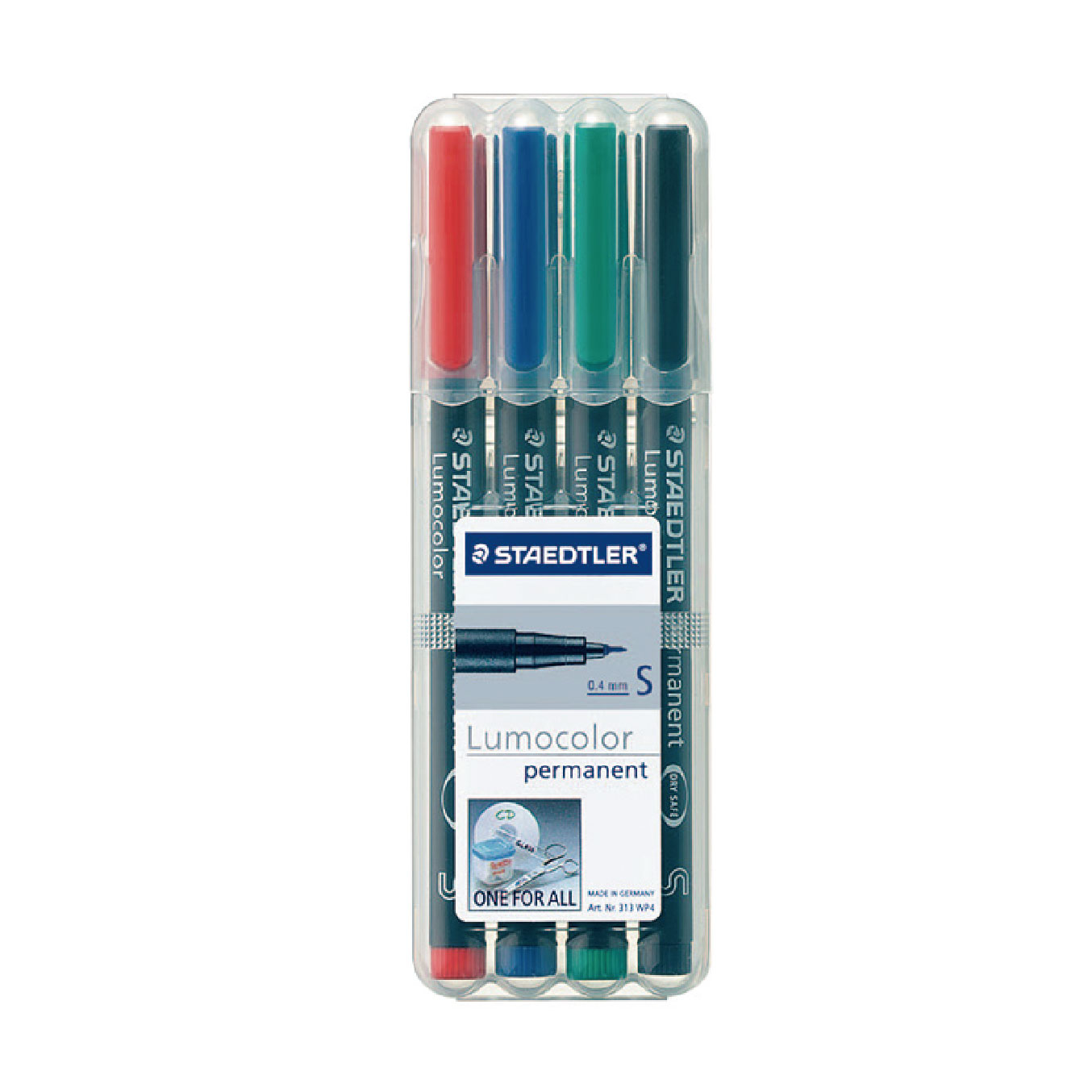 【STAEDTLER 施德樓】油性萬用投影筆-S 4色組 MS313 WP4