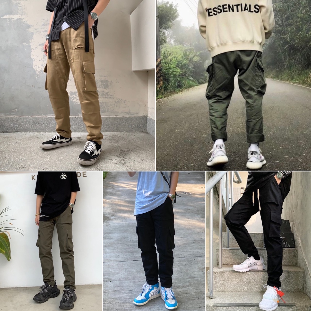 [現貨] 大口袋 直筒 抽繩 工裝褲