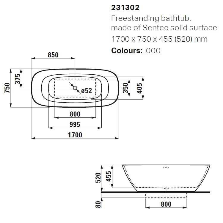 Laufen "Ino" 2.3130.2.000.000.1 Freestanding Bathtub