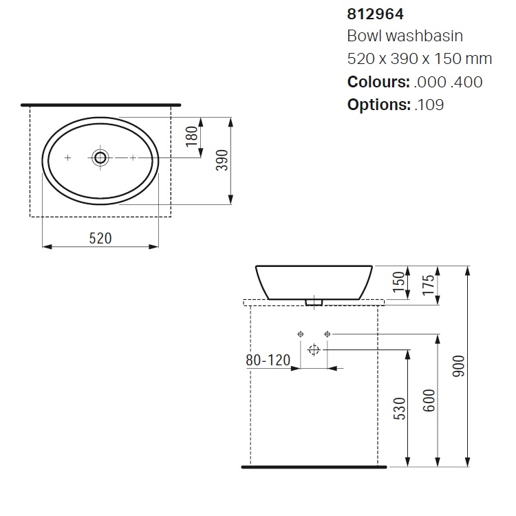 Laufen "Pro B" 8.1296.4.000.109.1 Countertop Washbasin (with Overflow)