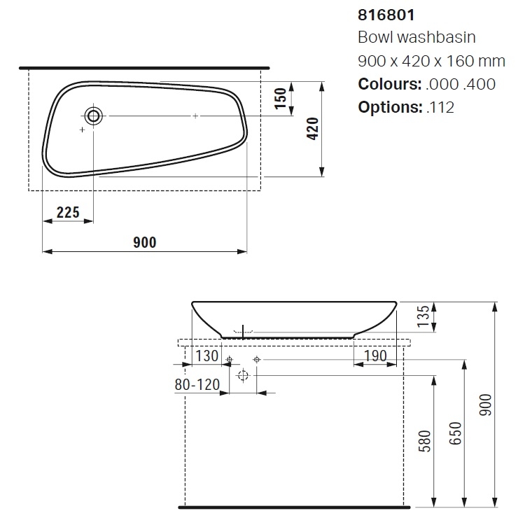 Laufen "Palomba" 8.1680.1.000.112.1 Countertop Washbasin
