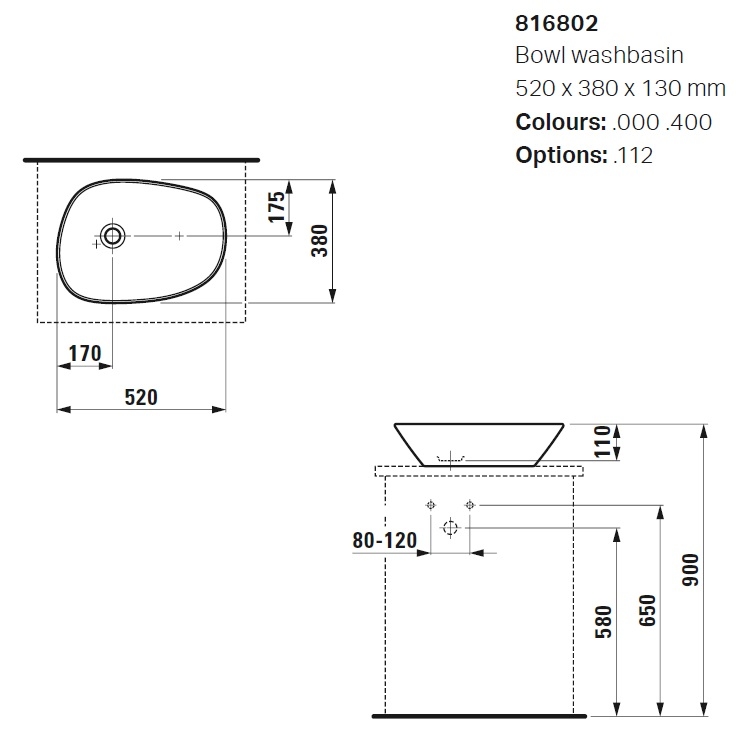 Laufen "Palomba" 8.1680.2.000.112.1 Countertop Washbasin