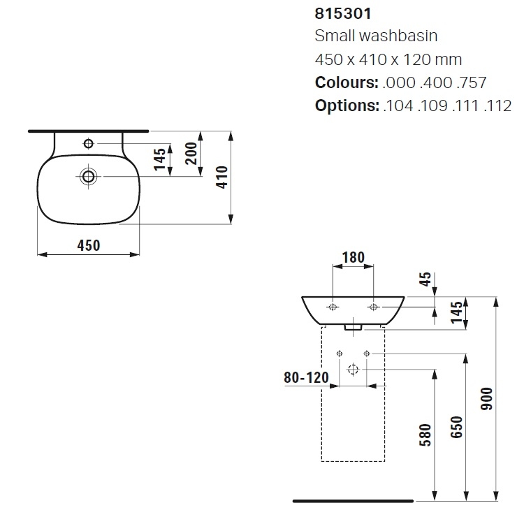 Laufen "Ino" 8.1530.1.000.104.1 Wall Hung or Countertop Washbasin (With overflow) *SaphirKeramik*