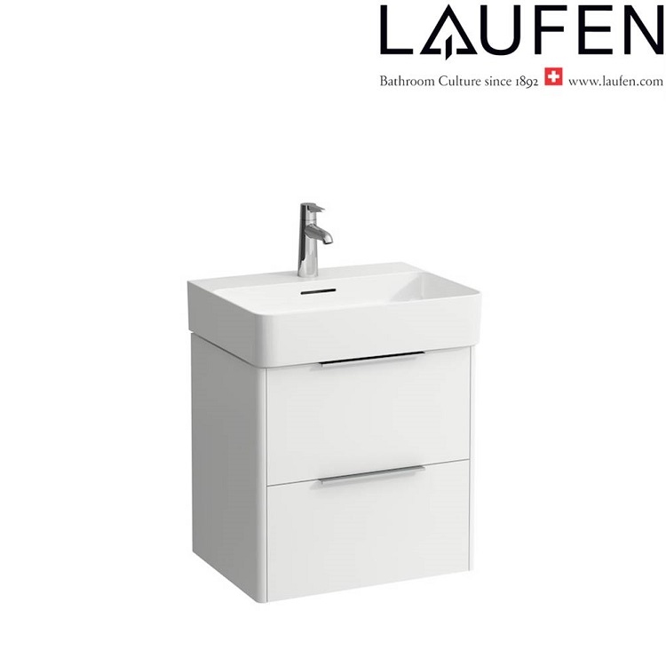 Laufen "Val" 8.1028.2.000.104.1 + 8.9988.2.000.000.1 + 4.0219.2.110.261.1 Washbasin *SaphirKeramik* with White Vanity Unit (with Overflow)