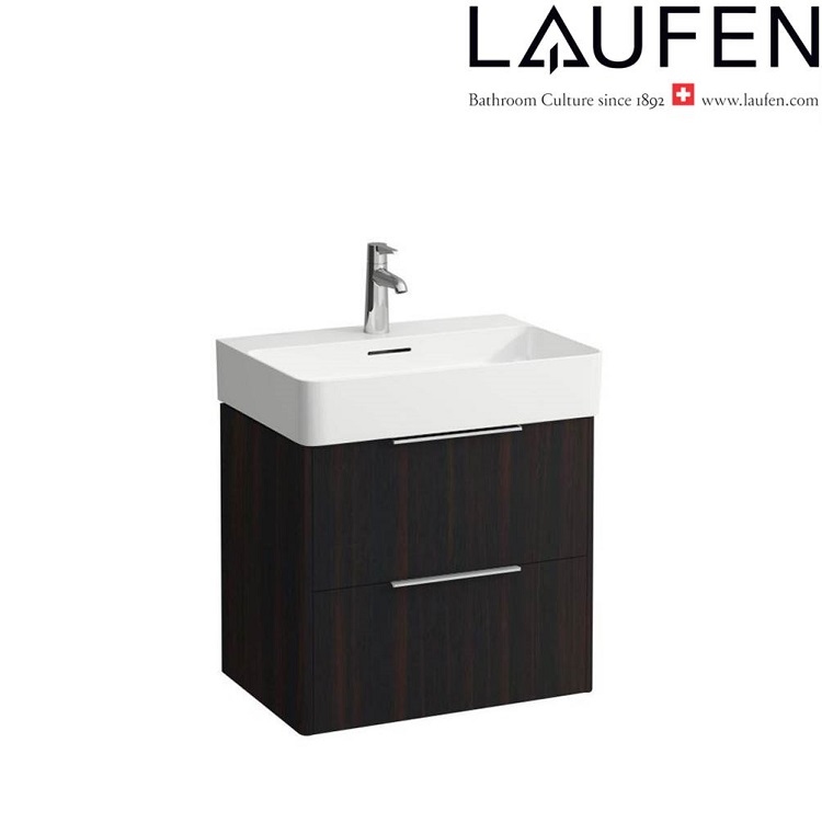 Laufen "Val" 8.1028.2.000.104.1 + 8.9988.2.000.000.1 + 4.0219.2.110.263.1 Washbasin *SaphirKeramik* with Dark Elm Vanity Unit (with Overflow)