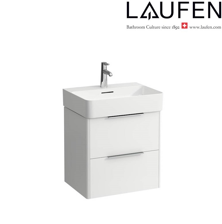 Laufen "Val" 8.1028.3.000.104.1 + 8.9988.2.000.000.1 + 4.0225.2.110.261.1 Washbasin *SaphirKeramik* with White Vanity Unit (with Overflow)