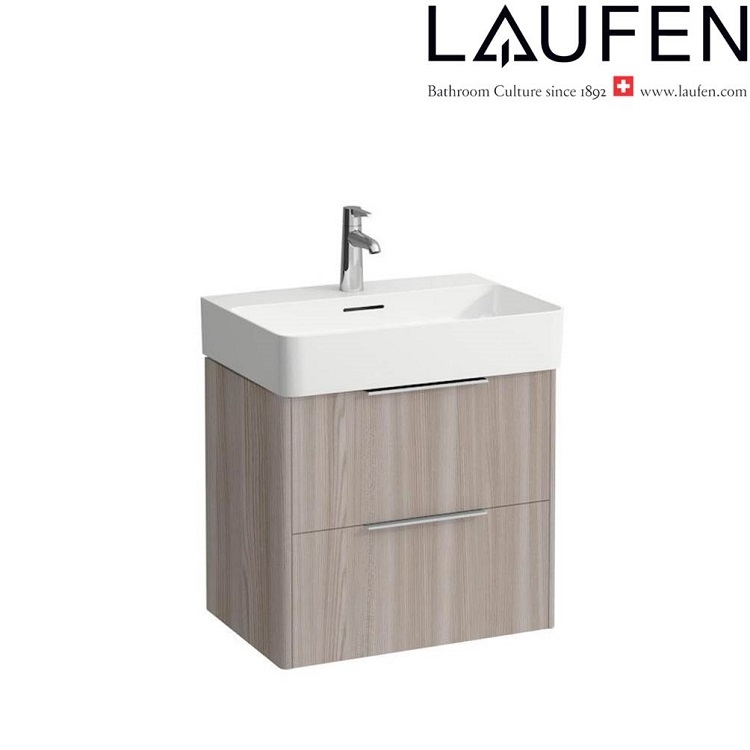 Laufen "Val" 8.1028.3.000.104.1 + 8.9988.2.000.000.1 + 4.0225.2.110.262.1 Washbasin *SaphirKeramik* with Light Elm Vanity Unit (with Overflow)