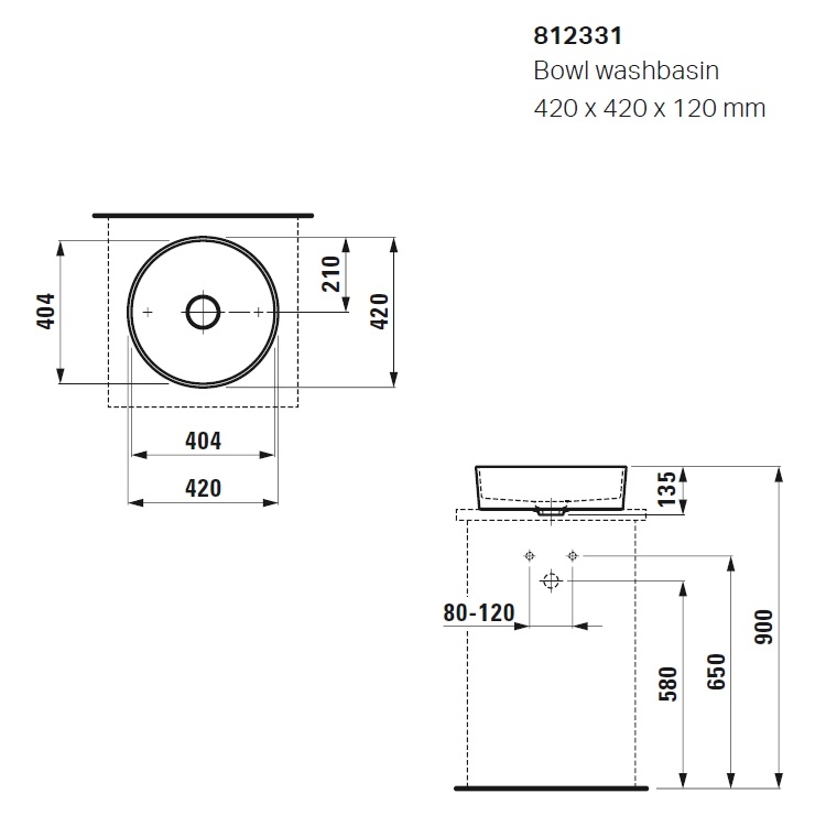 Laufen "Kartell by LAUFEN" 8.1233.1.000.112.1 Countertop Washbasin *SaphirKeramik*