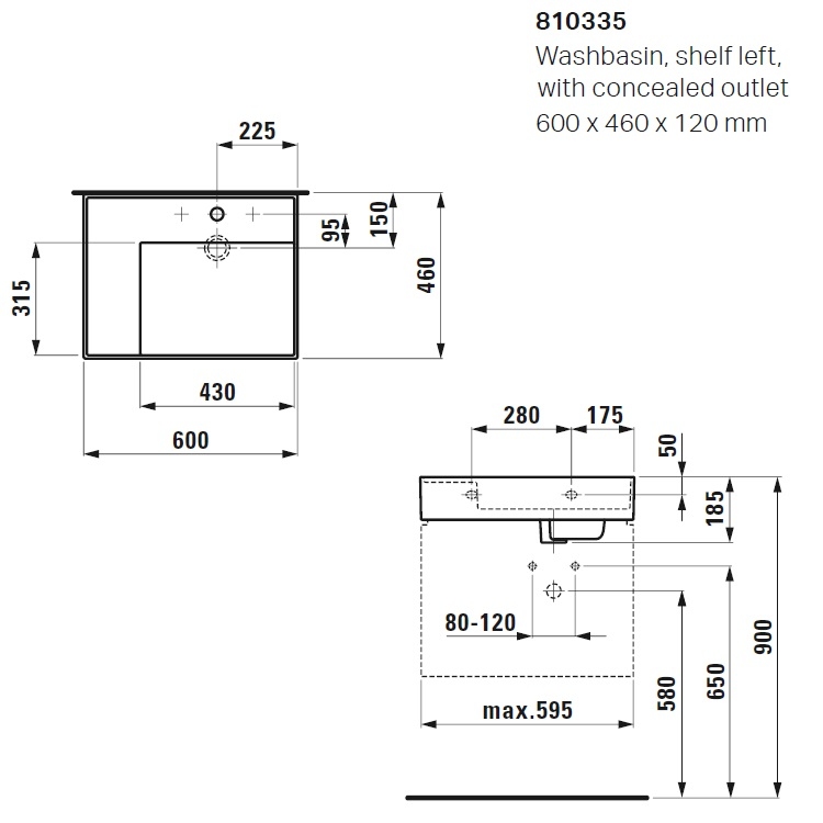 Laufen "Kartell by LAUFEN" 8.1033.5.000.111.1 Countertop or Wall Hung Washbasin with 1 Tap Hole *SaphirKeramik*
