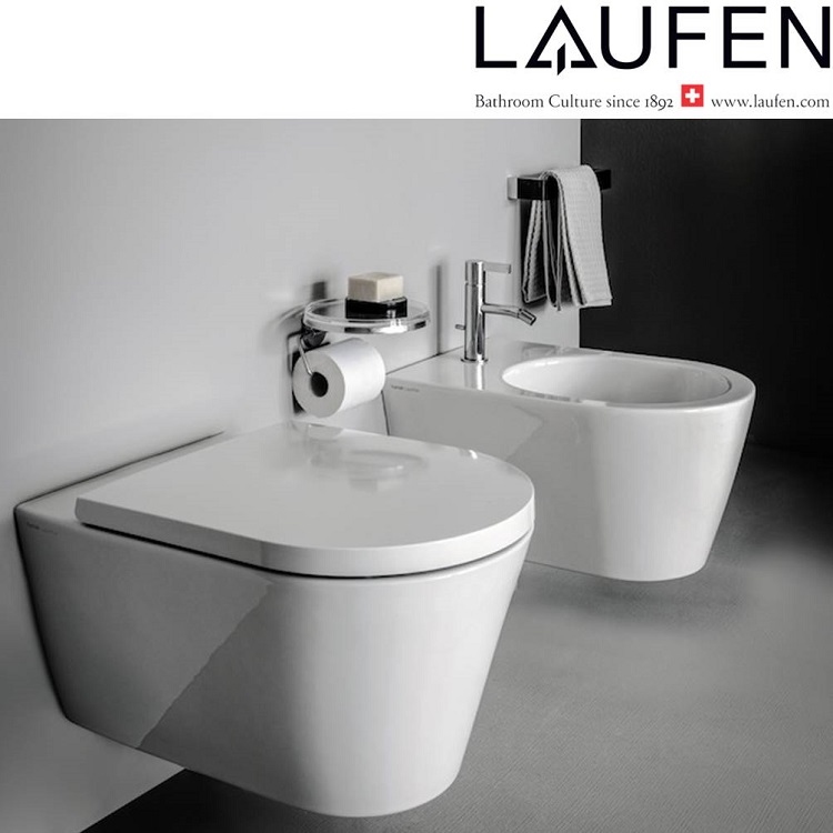 Laufen "Kartell by LAUFEN" 8.2033.6.400.000.1 + 8.9133.1.000.000.1 Rimless Wallhung Toilet (LCC) w/ Soft Closing Cover 