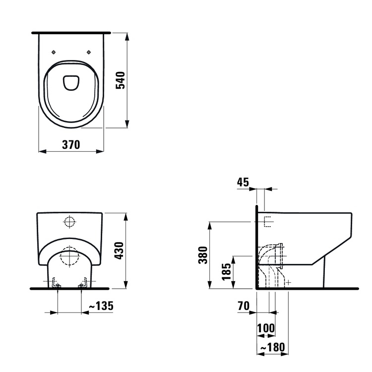 Laufen "Sonar" 8.2334.1.000.000.1 + 8.9334.1.000.000.1 Rimless Floorstanding Toilet w/ Soft Closing Cover