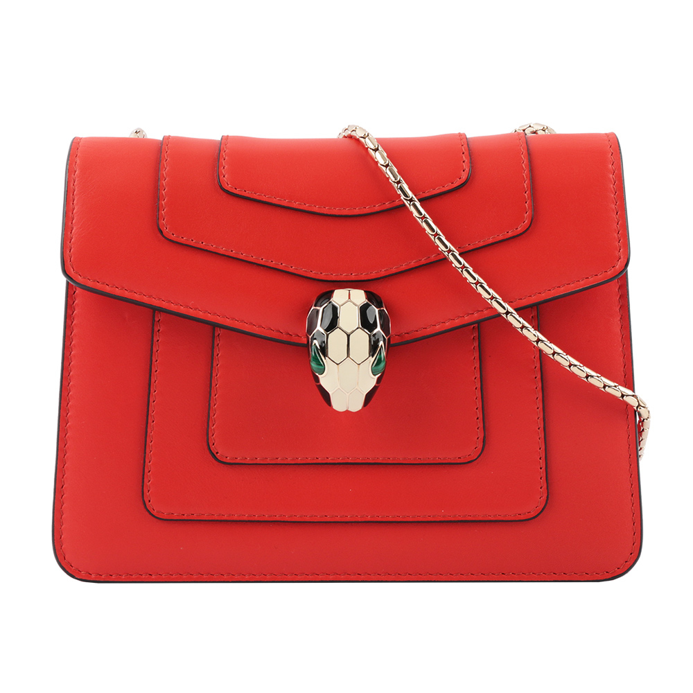 【BVLGARI】SERPENTI FOREVER小牛皮鏈帶掀蓋包