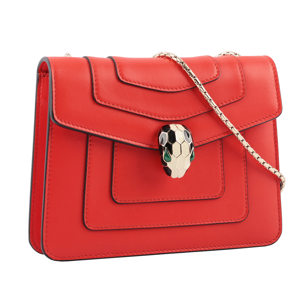 【BVLGARI】SERPENTI FOREVER小牛皮鏈帶掀蓋包