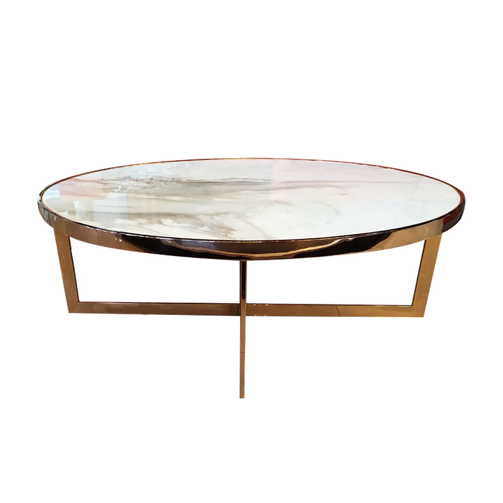 爵士白︱天然石橢圓茶几