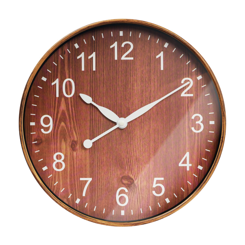 日式靜音木紋時鐘掛鐘