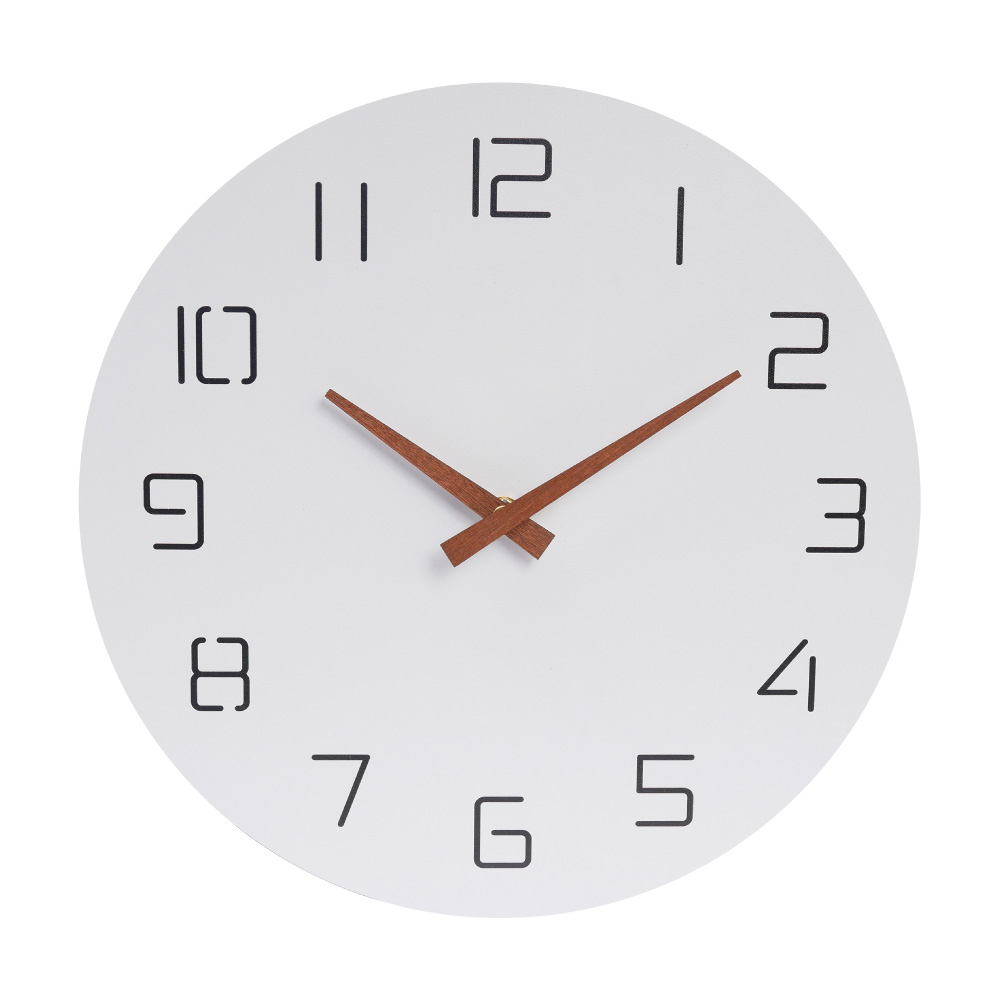 簡約靜音時鐘掛鐘12吋 - 白底