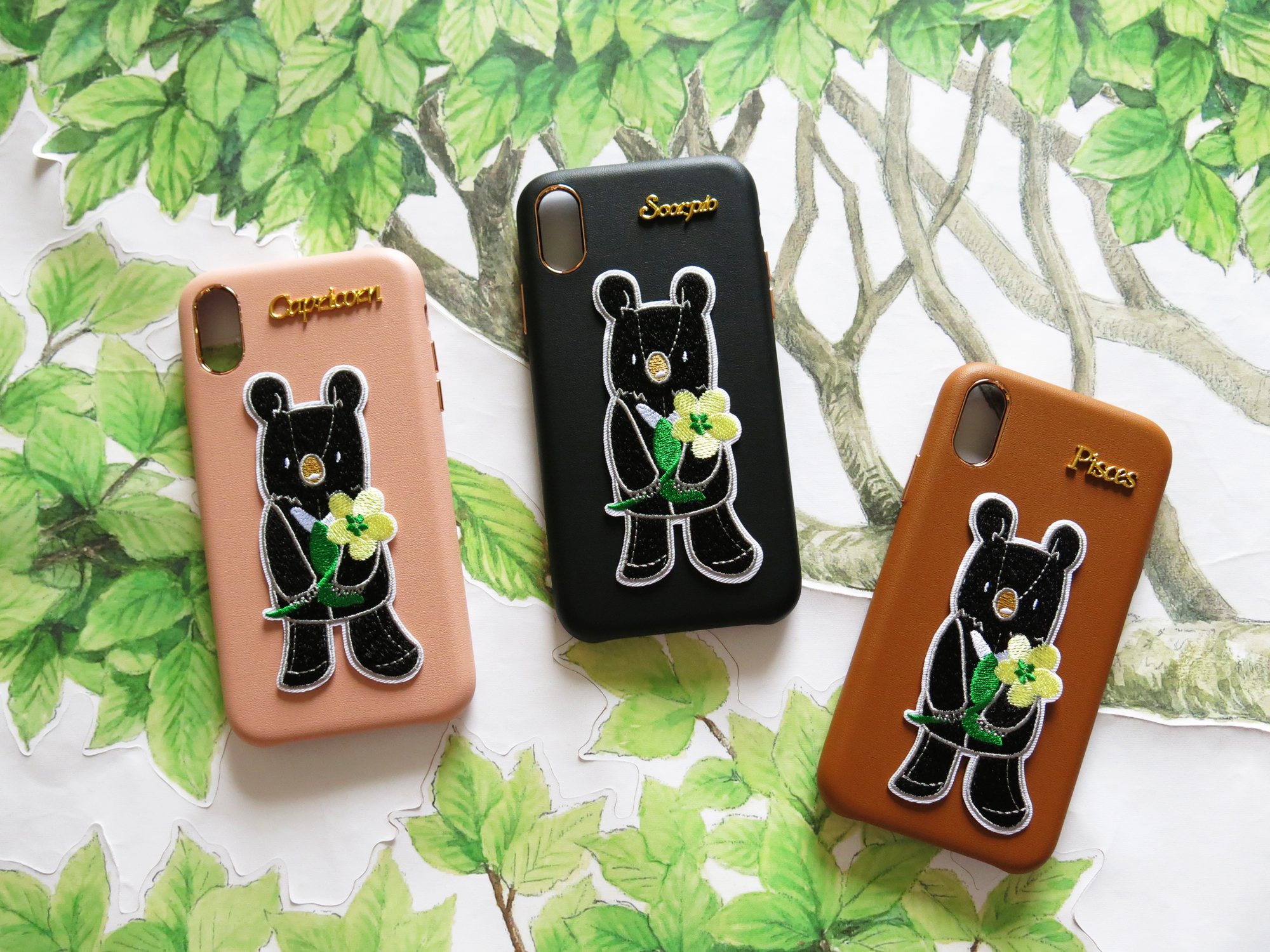 黑熊小花星座手機殼-iPhone