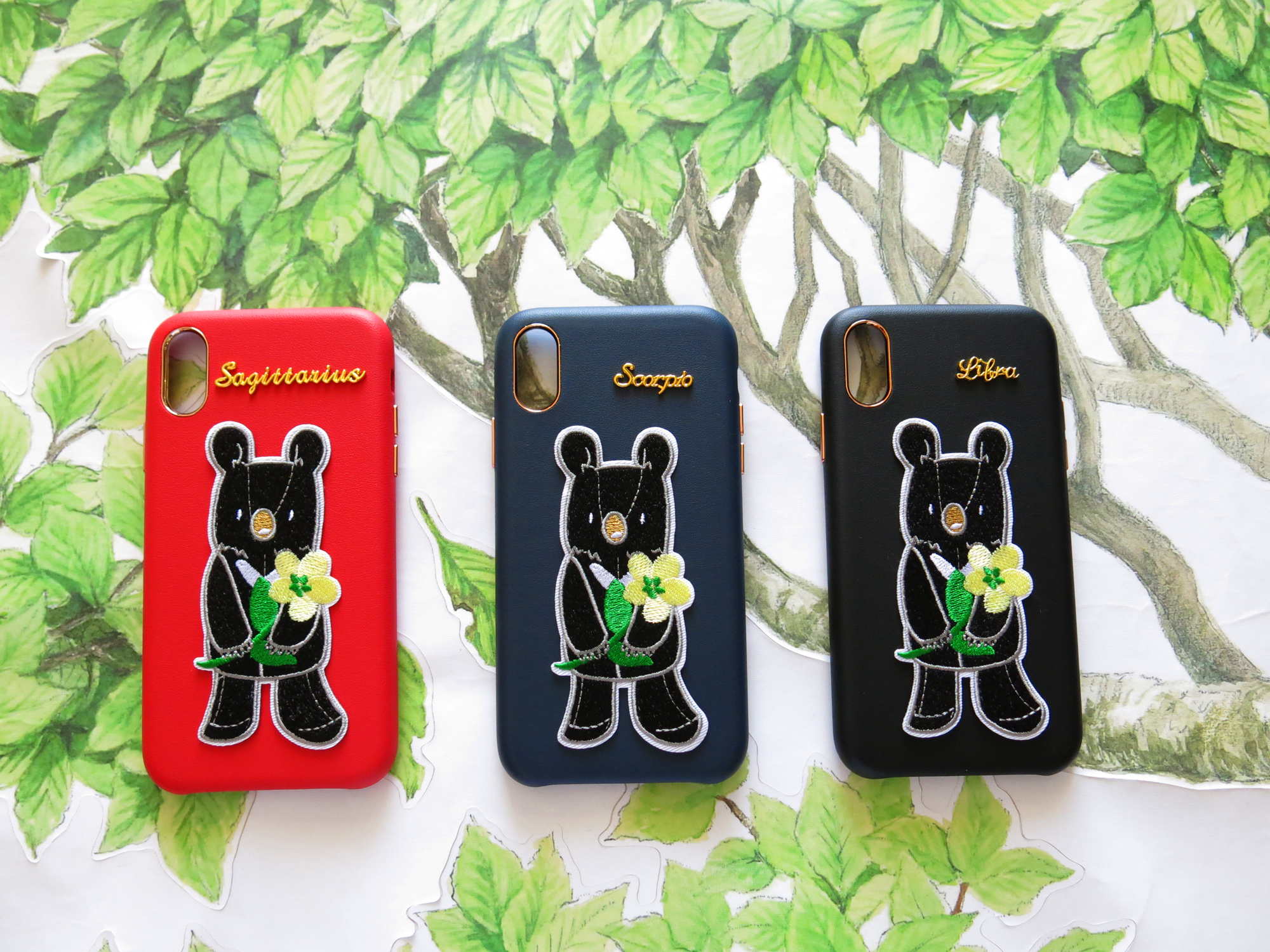 黑熊小花星座手機殼-iPhone