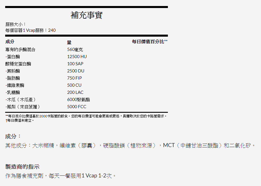 [預購] Now 全方位植物酵素240粒素食 木瓜酵素/鳳梨酵素 Plant Enzymes