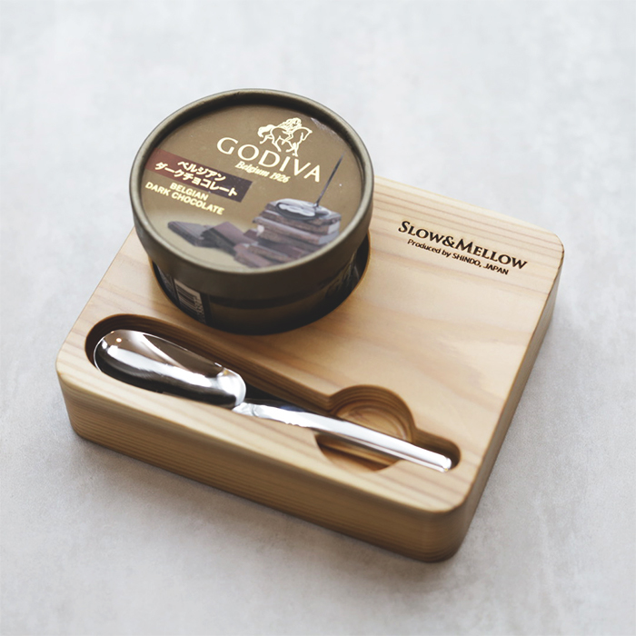 Slow&Mellow 銅製冰淇淋匙與木製托盤組