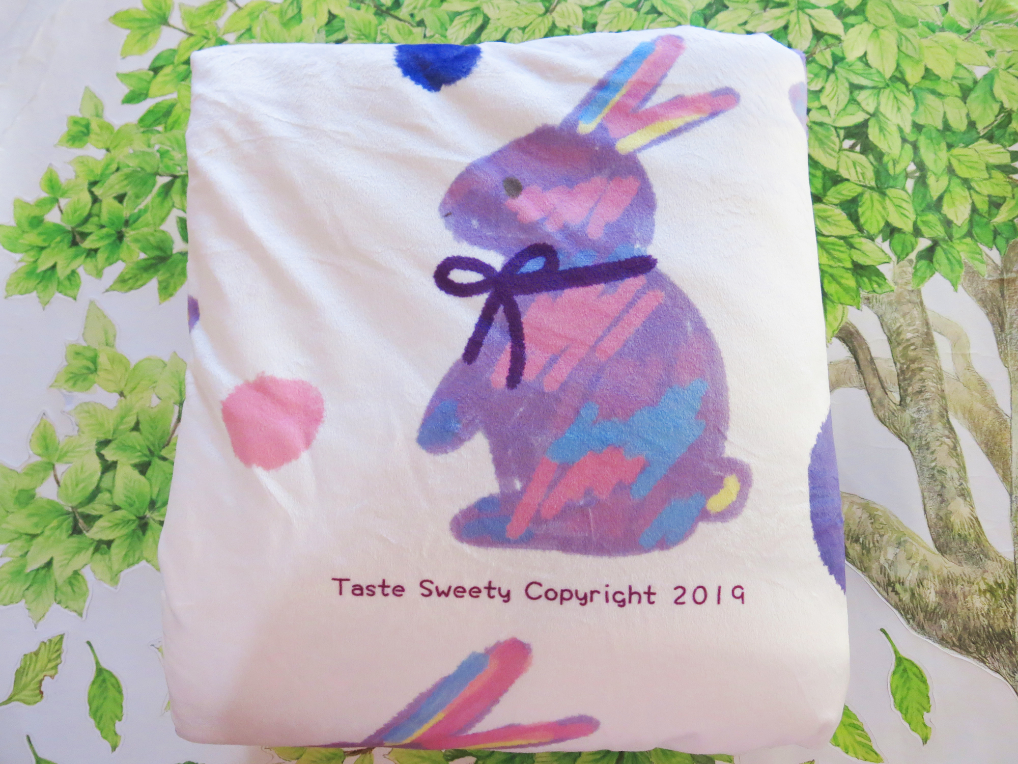 點點紫彩兔毛毯