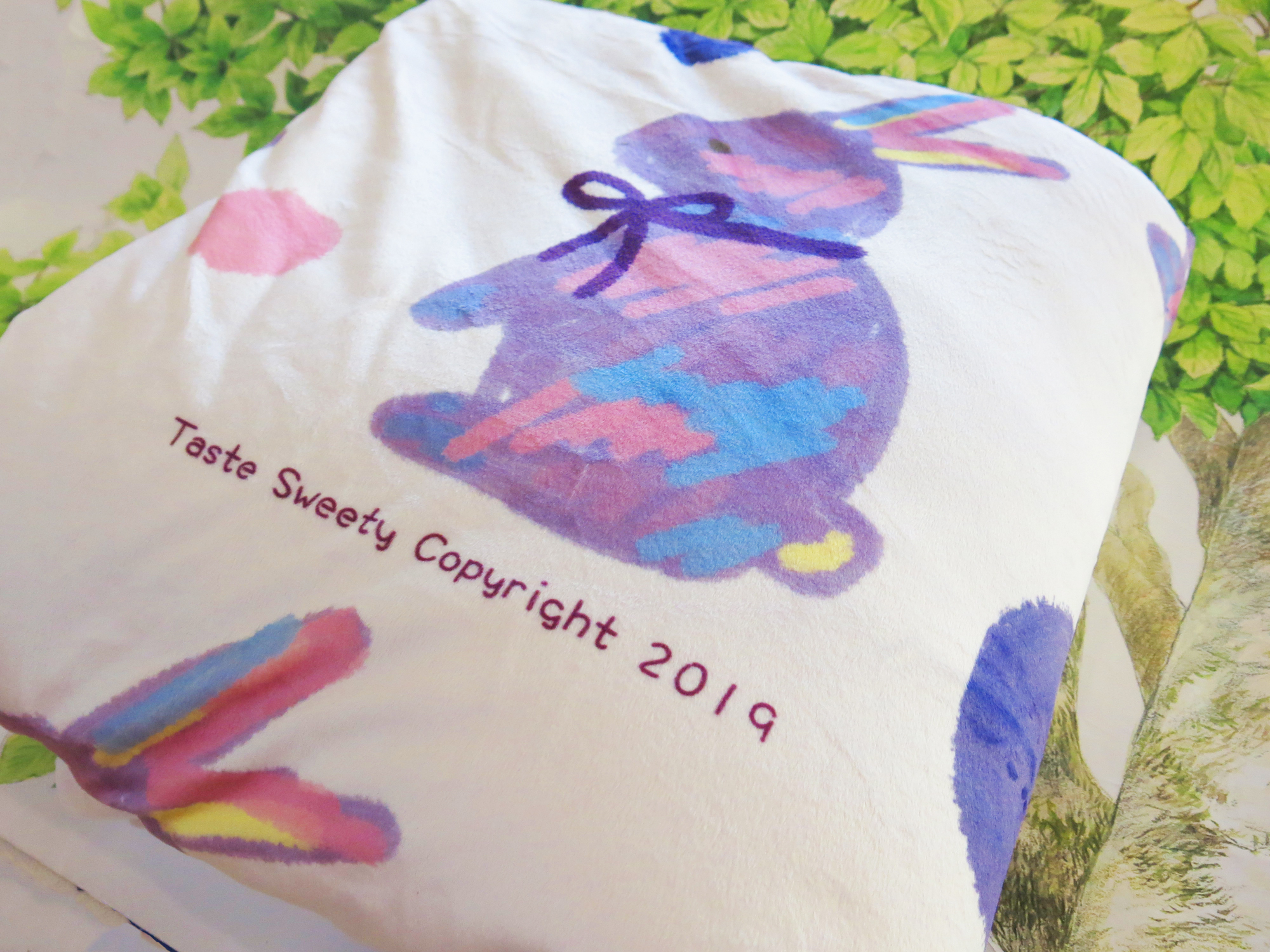 點點紫彩兔毛毯