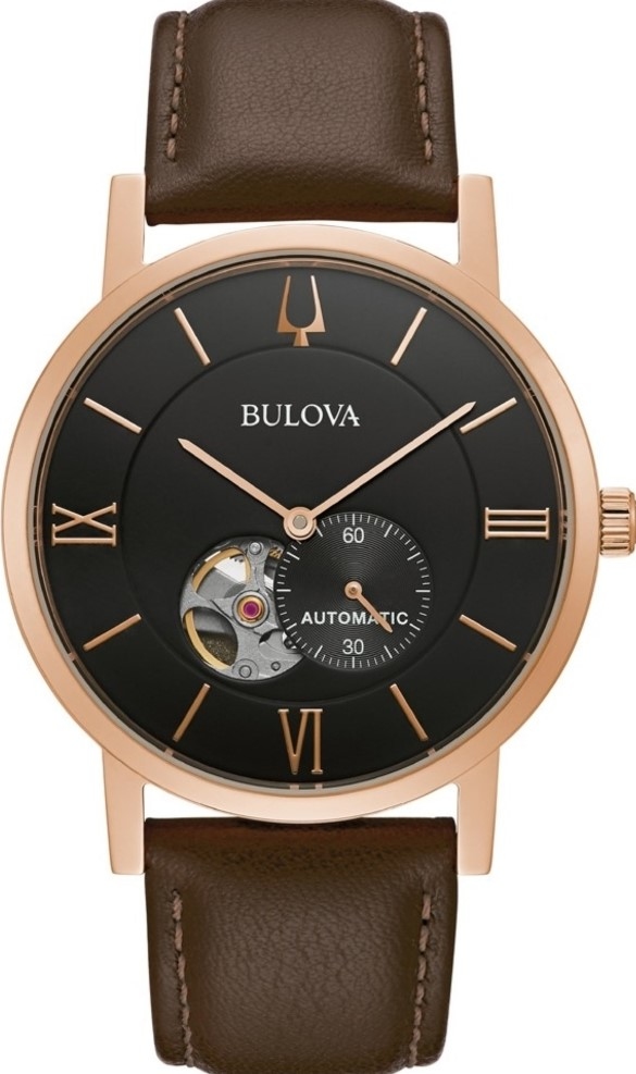 萬年鐘錶 - BULOVA 寶路華  BULOVA 經典機械皮革 男錶  97A155  錶徑 42MM