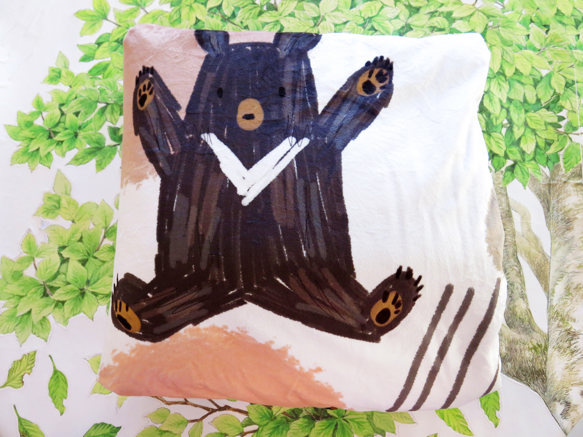 淺駝棕點點黑熊毛毯