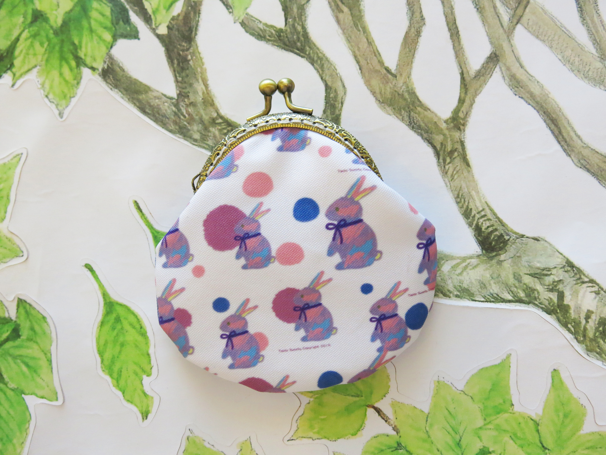 紫彩兔雙面零錢口金包