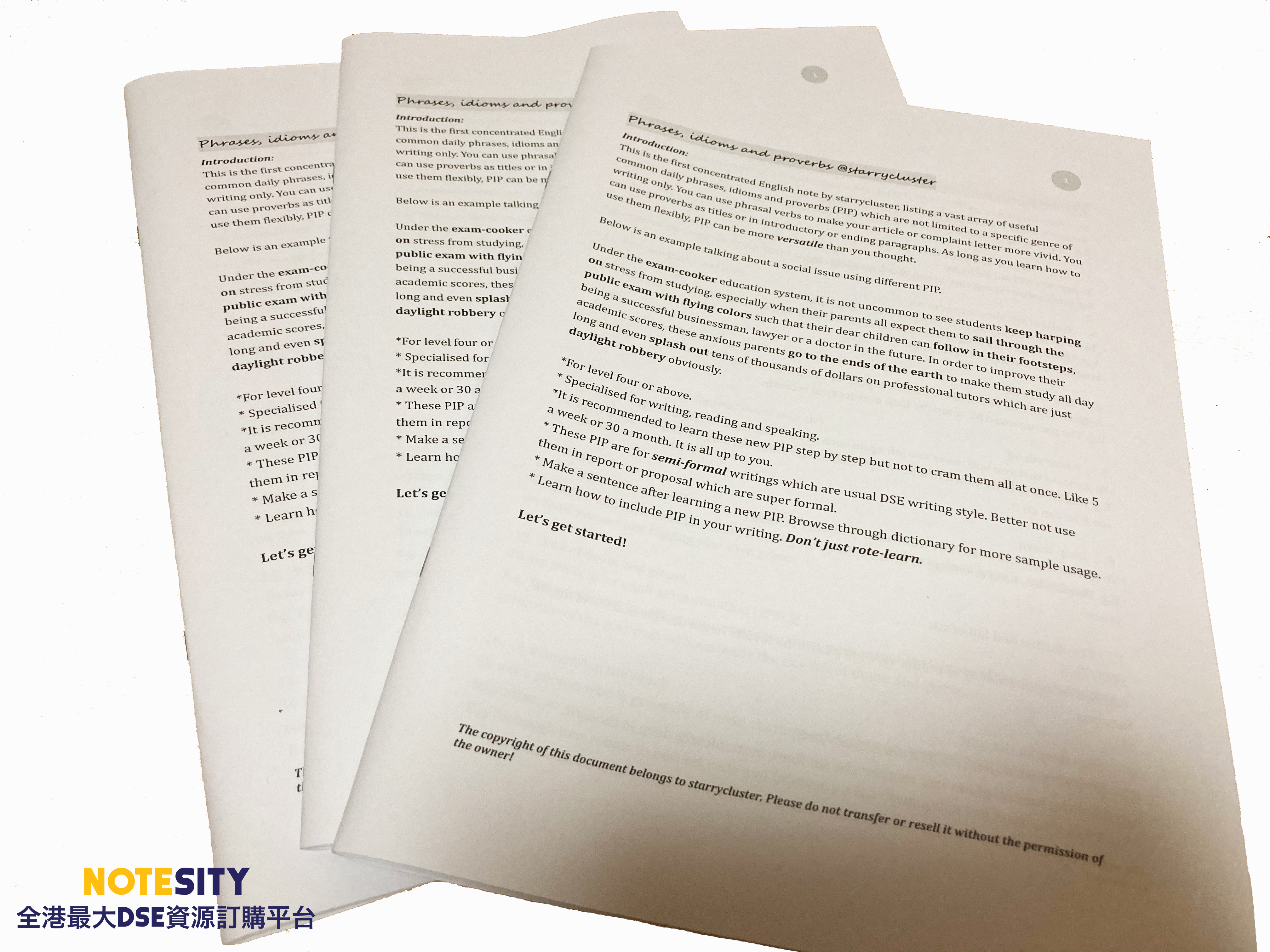 199 Useful Phrases, Idioms & Proverb Notes