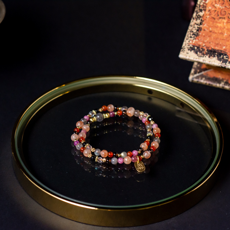 古典玫瑰園 // C1215紅玉髓太陽石雙圈手鍊