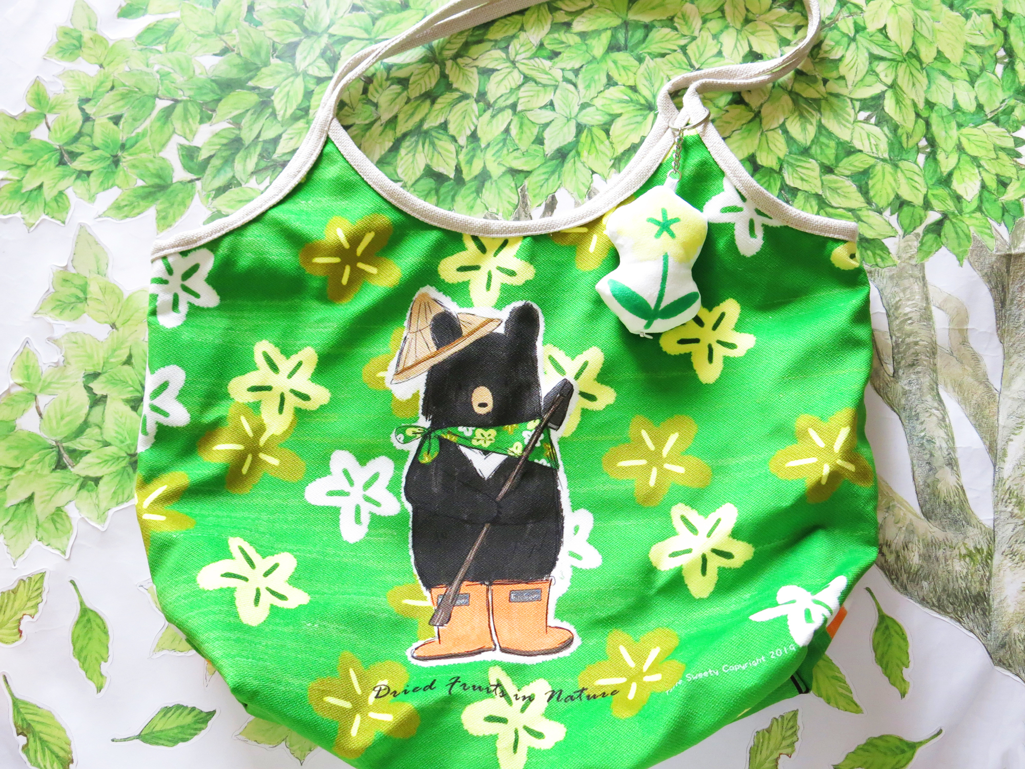 花布農作熊托特包