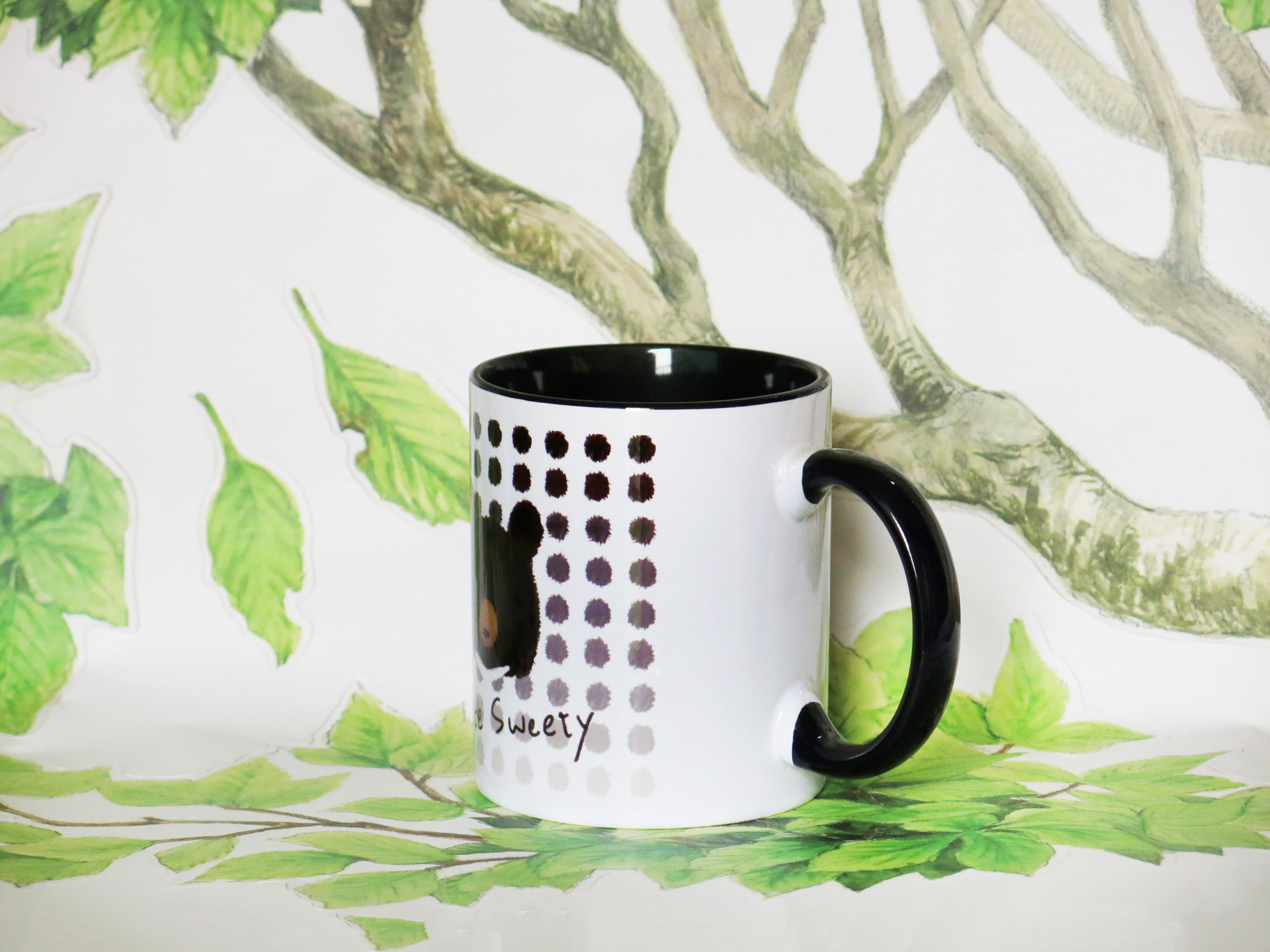 圓點熊黑邊馬克杯