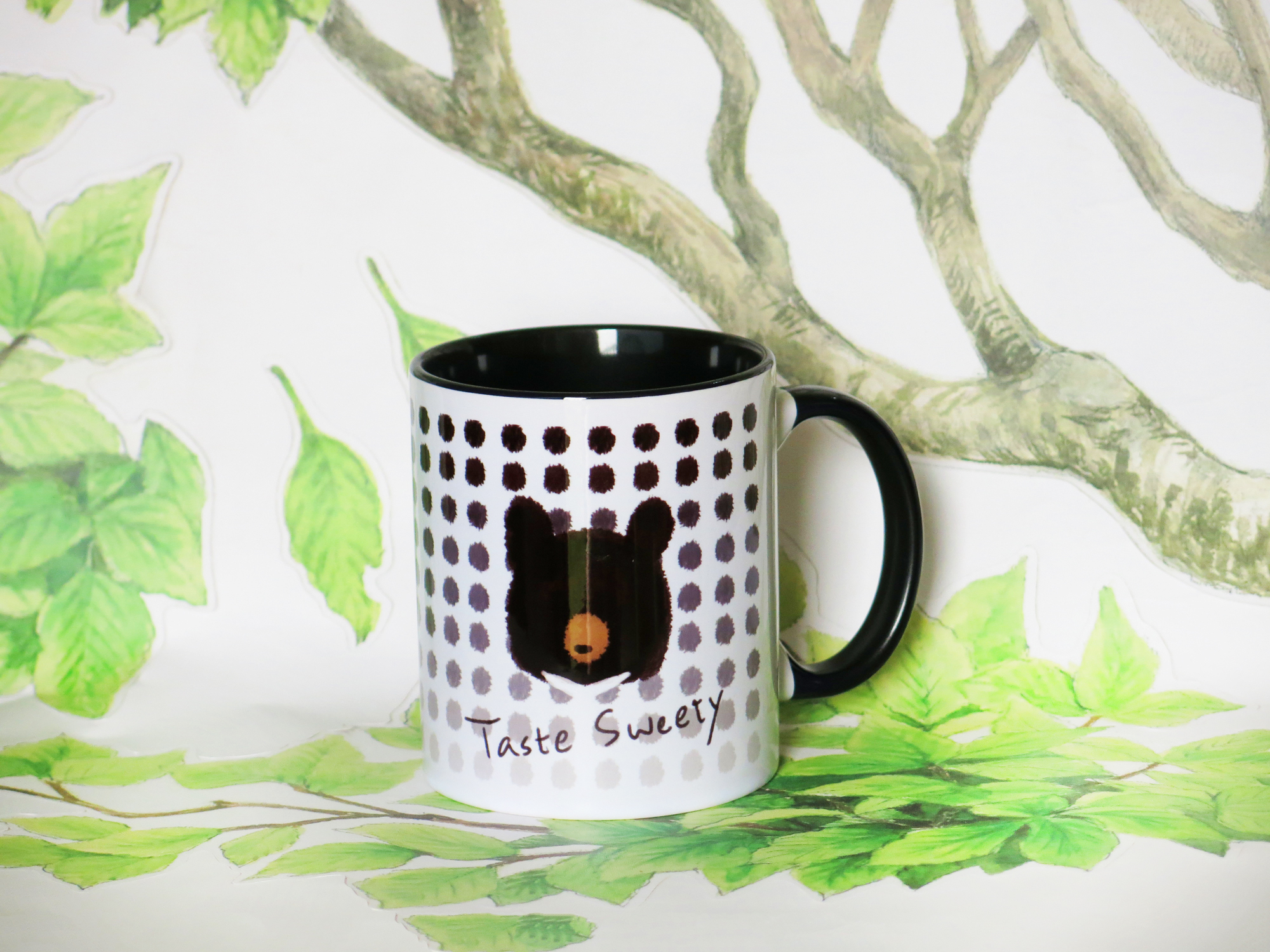 圓點熊黑邊馬克杯