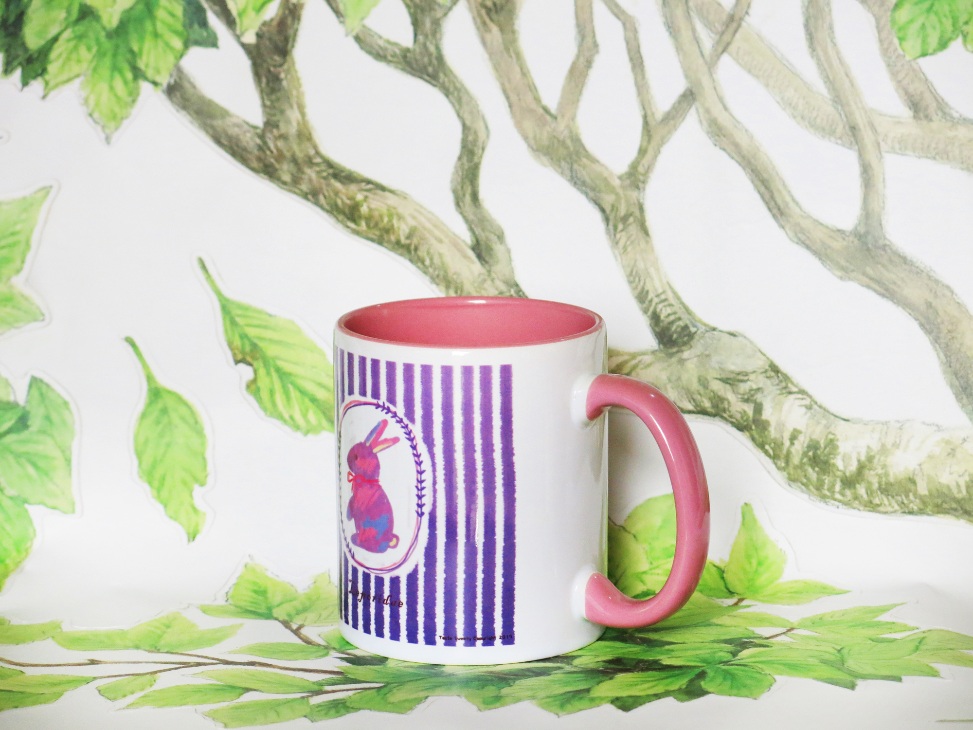 紫彩兔粉紅馬克杯