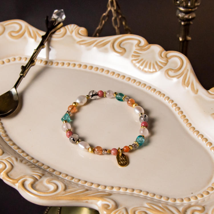 夏日的風情詩｜太陽石珍珠設計手鍊 C1252