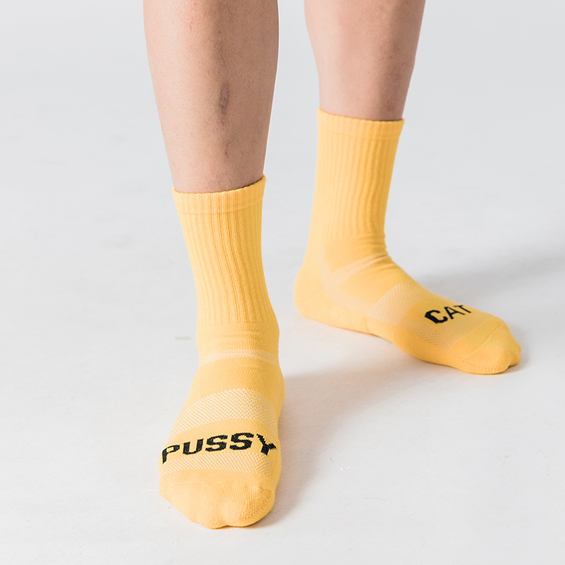 標語髒話素色長襪_黃色_BF200011