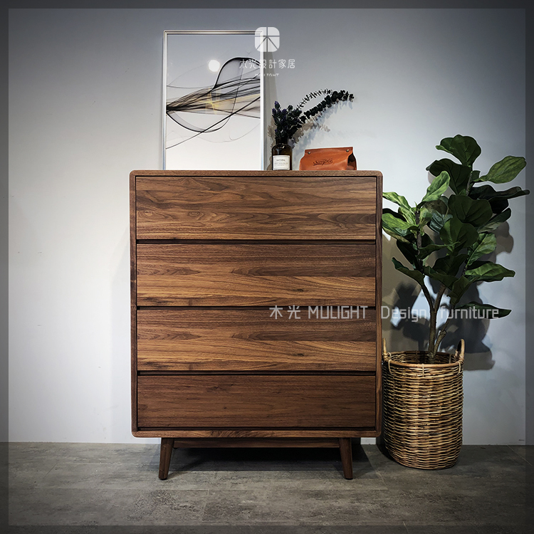 胡桃木實木極簡抽屜櫃 |可訂製