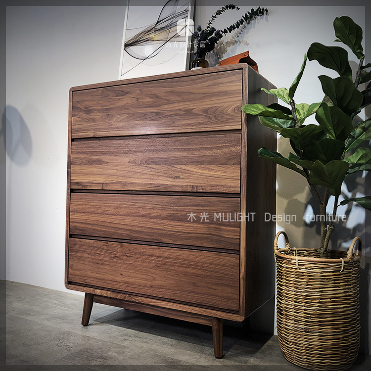 胡桃木實木極簡抽屜櫃 |可訂製