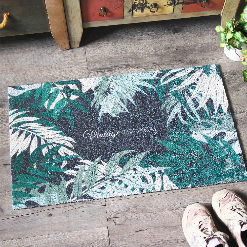 北歐圈絲門口刮泥地墊-黑葉時尚