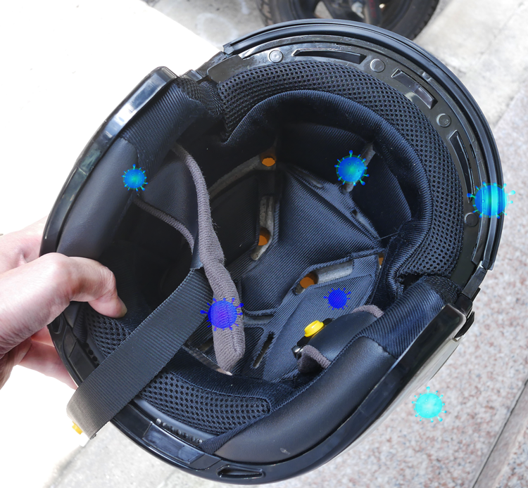 充滿細菌的安全帽