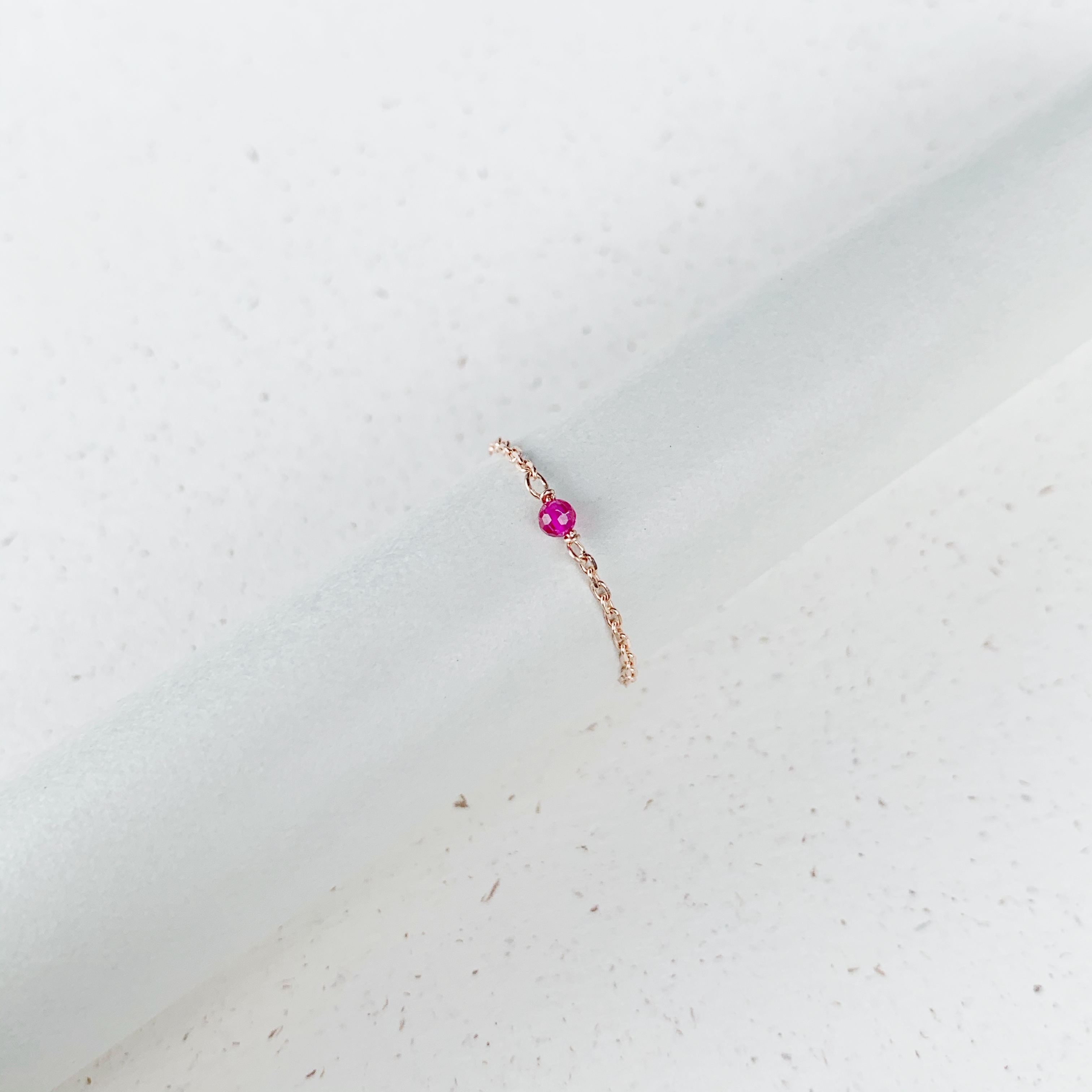 14K紅寶石簡約鍊戒